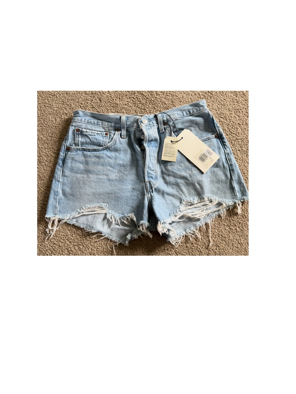 Levi's Light Blue Distressed Denim Cutoff Shorts